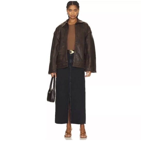 NWT Agolde Leif Denim 90s  vintage high waisted  Maxi Skirt in a black Sz 24 - Picture 14 of 16